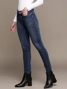 MANGO Blue Skinny Fit Low-Rise Jeans