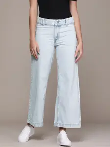 MANGO Women Pure Cotton Relaxed Fit Heavy Fade Acid Wash Jeans