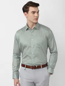 Van Heusen Men Green Slim Fit Printed Cotton Casual Shirt