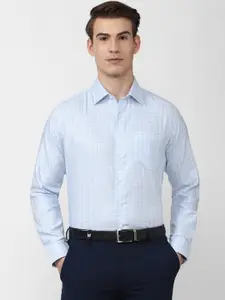 Van Heusen Men Blue & White Slim Fit Checked Casual Shirt