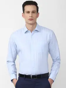 Van Heusen Men Blue Checked Casual Shirt