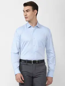 Van Heusen Men Blue Printed Cotton Formal Shirt