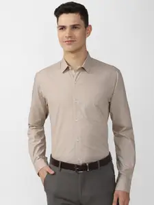 Peter England Men Beige Cotton Casual Shirt