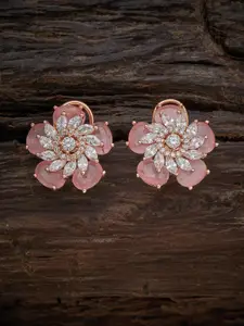 Kushal's Fashion Jewellery Pink Floral Studs Earrings