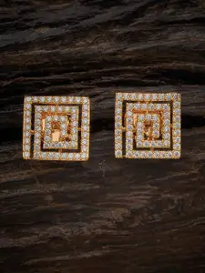 Kushal's Fashion Jewellery Embellished Bridal White Square Studs
