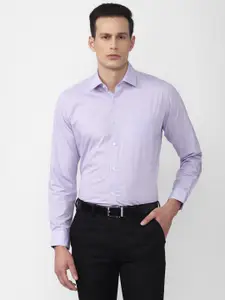 Van Heusen Men Purple Textured Cotton Formal Shirt