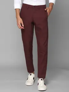 Allen Solly Men Maroon Solid Cotton Slim Fit Trousers