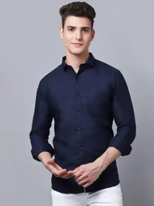 Majestic Man Men Navy Blue Slim Fit Polyester Casual Shirt