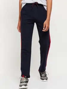 max Boys Blue Solid Pure Cotton Track Pants