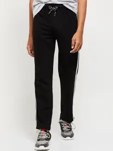 max Boys Black Solid Pure-Cotton Track Pants