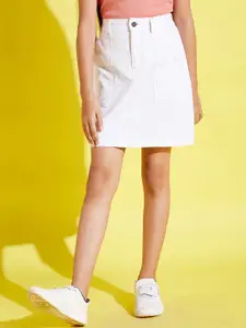 Noh.Voh - SASSAFRAS Kids Girls White Solid A-Line Mini Cotton Skirts