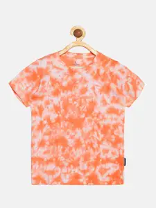 KiddoPanti Boys Orange Dyed T-shirt