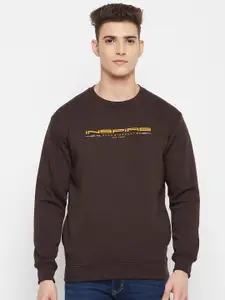 Duke Men Brown Printed Fleece Sweatshirt