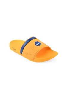 Campus Men Yellow & Blue Printed Sliders