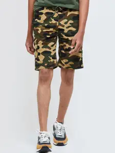 max Boys Green Camouflage Printed Shorts