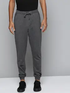 ether Men Charcoal Grey Solid Joggers