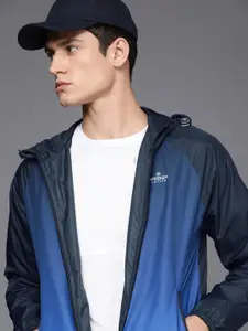 WROGN ACTIVE Men Blue And Black Colourblocked Hooded Sporty Jacket