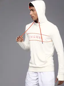 WROGN ACTIVE Men Off -White Typography Printed Hooded Sweatshirt