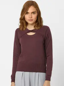 Vero Moda Women Burgundy Solid Pullover