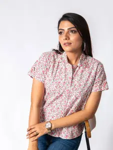 CRAFTED FOR YOU Women White Standard Floral Printed Casual Shirt