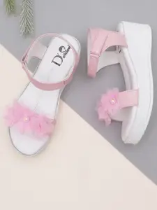 DChica Girls Pink Embellished Festive & Partywear Wedge Heels