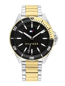 Tommy Hilfiger Men Black Dial & Multicoloured Stainless Steel Bracelet Style Straps Analogue Watch