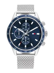 Tommy Hilfiger Men Blue Dial & Silver Toned Stainless Steel Straps Analogue Watch