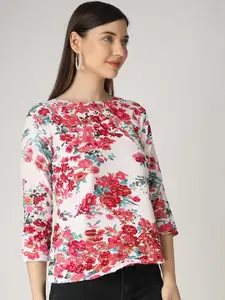The Label Bar Pink & White Floral Print Crepe Top