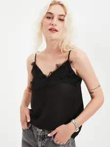 Trendyol Women Black Solid Lace Top
