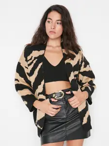 Trendyol Women Black & Brown Animal Printed Sweater
