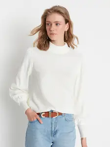 Trendyol Women Off White Pullover