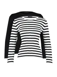 Trendyol Women Black & White Striped Pullover