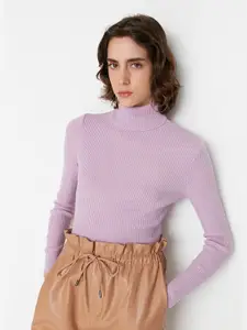 Trendyol Women Lavender Ribbed Pullover