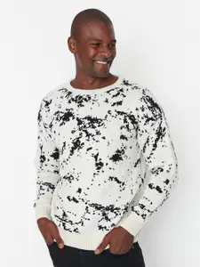 Trendyol Men White & Black Printed Pullover