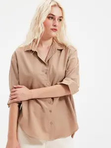 Trendyol Women Brown Solid Casual Shirt