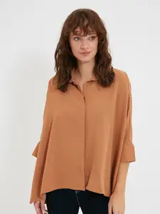 Trendyol Women Camel Brown Contemporary Boxy Casual Shirt