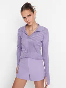 Trendyol Women Violet Striped Pullover