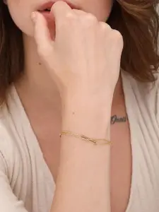 PALMONAS Women Gold-Toned 18k Gold-Plated Link Bracelet