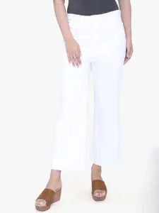 FCK-3 Women White Bootilicious Wide Leg High-Rise Stretchable Jeans