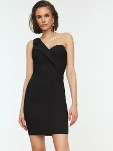 Trendyol Women Black One Shoulder Sheath Dress