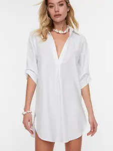 Trendyol Women's White Shirt Mini Dress
