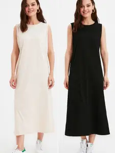 Trendyol Women's Black And White A-Line Maxi Dress