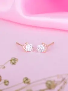 Zavya 925 Sterling Silver Rose Gold-Plated & Off White Square Studs