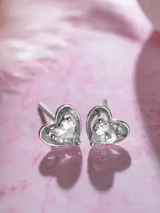 Zavya 925 Sterling Silver Heart-Shaped Studs