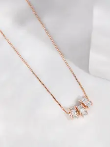 Zavya 925 Sterling Silver Rose Gold-Plated Cubic Zirconia Necklace