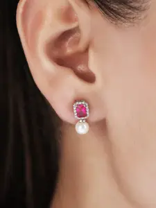 Zavya 925 Sterling Silver & Pink Geometric Drop Earrings