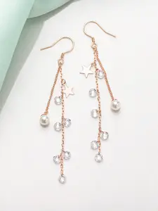 Zavya 925 Sterling Silver Rose Gold-Plated Contemporary Drop Earrings