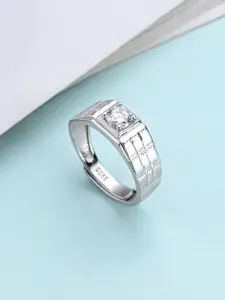 Zavya Men 92.5 Sterling Silver Cubic Zicronia Studded Finger Ring