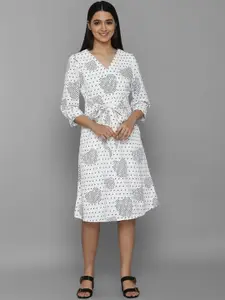 Allen Solly Woman White & Black Printed A-Line Dress