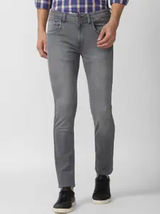 V Dot Men Grey Skinny Fit Heavy Fade Jeans